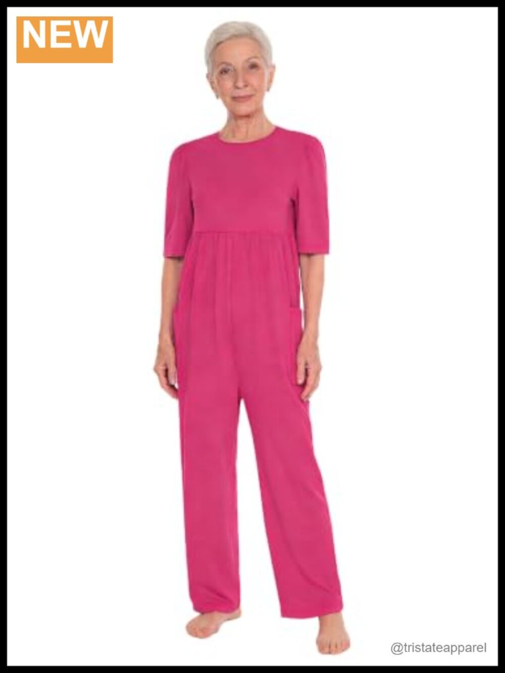 Adaptive Anti-Strip Back-Zip Jumpsuit Cotton Spandex Dementia Elderly
